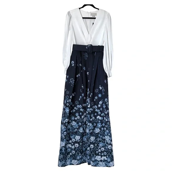 SACHIN & BABI Zoe Belted Gown, Ivory/Blue, Size 6, NWT - Picture 8 of 14